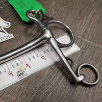 SS Curved Mullen Mouth Pelham Bit, 2 Hooks *gc, clean, stains, scale, scratches
