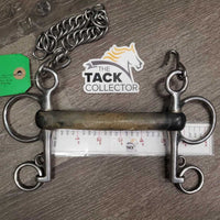 SS Hard Rubber Mullen Mouth Pelham Bit, chain *gc, dry, residue, faded, dirty, crackles?
