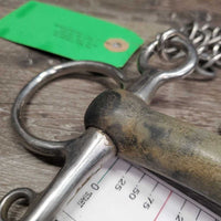 SS Hard Rubber Mullen Mouth Pelham Bit, chain *gc, dry, residue, faded, dirty, crackles?
