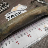 SS Hard Rubber Mullen Mouth Pelham Bit, chain *gc, dry, residue, faded, dirty, crackles?
