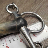 SS Hard Rubber Mullen Mouth Pelham Bit, chain *gc, dry, residue, faded, dirty, crackles?
