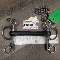 SS Hard Rubber Mullen Mouth Pelham Bit, chain *gc, dry, residue, faded, dirty, crackles?
