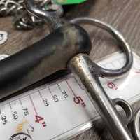 SS Hard Rubber Mullen Mouth Pelham Bit, chain *gc, dry, residue, faded, dirty, crackles?
