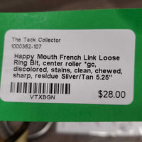 French Link Loose Ring Bit, center roller *gc, discolored, stains, clean, chewed, sharp, residue
