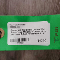 Rsd Bridle, Cotton Web Reins *vgc, MISSING 1 Cheek, dirty, mnr rubs & hair
