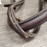 Rsd Leather Running Martingale *gc/fair, NO stopper, xholes, stiff, dry, hairy, curled end, dirt, keeper: stretched & cracked
