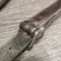 Rsd Leather Running Martingale *gc/fair, NO stopper, xholes, stiff, dry, hairy, curled end, dirt, keeper: stretched & cracked
