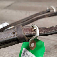 Rsd Leather Running Martingale *gc/fair, NO stopper, xholes, stiff, dry, hairy, curled end, dirt, keeper: stretched & cracked
