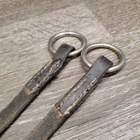 Rsd Leather Running Martingale *gc/fair, NO stopper, xholes, stiff, dry, hairy, curled end, dirt, keeper: stretched & cracked
