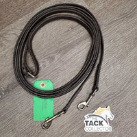 Narrow Soft Leather Draw Reins, snaps *gc, clean, creases, mnr stains & stiff/bent spots
