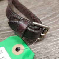 Narrow Soft Leather Draw Reins, snaps *gc, clean, creases, mnr stains & stiff/bent spots

