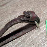 Narrow Soft Leather Draw Reins, snaps *gc, clean, creases, mnr stains & stiff/bent spots
