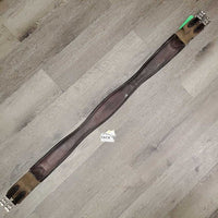 Padded Leather Girth, 2x els *gc, older, v.frayed & stretched elastic, creases, mnr hairy seams
