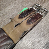 Padded Leather Girth, 2x els *gc, older, v.frayed & stretched elastic, creases, mnr hairy seams