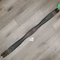 Padded Leather Girth, 2x els *gc, older, v.frayed & stretched elastic, creases, mnr hairy seams
