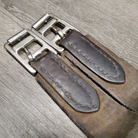 Padded Leather Girth, 2x els *gc, older, v.frayed & stretched elastic, creases, mnr hairy seams