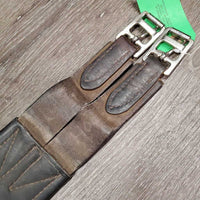 Padded Leather Girth, 2x els *gc, older, v.frayed & stretched elastic, creases, mnr hairy seams
