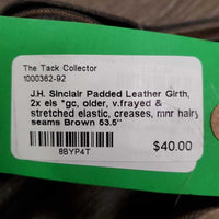 Padded Leather Girth, 2x els *gc, older, v.frayed & stretched elastic, creases, mnr hairy seams
