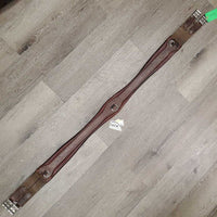 "Classic" Padded Leather Hunter Girth, 2x els. 3x D Rings *vgc, clean, v.mnr hair, creases, stains
