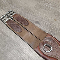 "Classic" Padded Leather Hunter Girth, 2x els. 3x D Rings *vgc, clean, v.mnr hair, creases, stains
