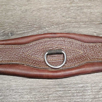 "Classic" Padded Leather Hunter Girth, 2x els. 3x D Rings *vgc, clean, v.mnr hair, creases, stains

