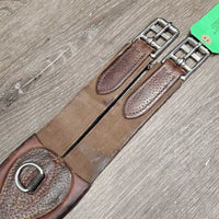 "Classic" Padded Leather Hunter Girth, 2x els. 3x D Rings *vgc, clean, v.mnr hair, creases, stains
