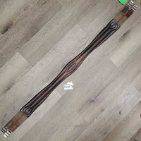"Classic" Padded Leather Hunter Girth, 2x els. 3x D Rings *vgc, clean, v.mnr hair, creases, stains
