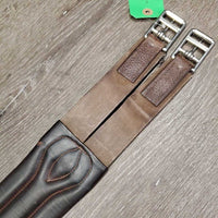 "Classic" Padded Leather Hunter Girth, 2x els. 3x D Rings *vgc, clean, v.mnr hair, creases, stains
