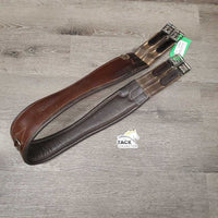 Leather Girth, 2x els, 3x D Rings *gc, clean, rubs, stains, UNSTITCHED, els rips