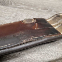 Leather Girth, 2x els, 3x D Rings *gc, clean, rubs, stains, UNSTITCHED, els rips