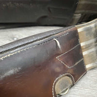 Leather Girth, 2x els, 3x D Rings *gc, clean, rubs, stains, UNSTITCHED, els rips