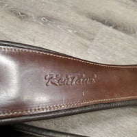 Leather Girth, 2x els, 3x D Rings *gc, clean, rubs, stains, UNSTITCHED, els rips
