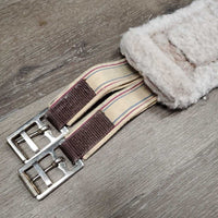 Nylon Web & Fleece Girth, 2x els, D Ring *vgc/gc, clean, hairy, clumpy, mnr stretched els & thin corners