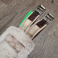 Nylon Web & Fleece Girth, 2x els, D Ring *vgc/gc, clean, hairy, clumpy, mnr stretched els & thin corners