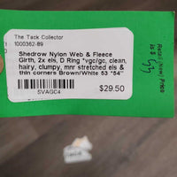 Nylon Web & Fleece Girth, 2x els, D Ring *vgc/gc, clean, hairy, clumpy, mnr stretched els & thin corners