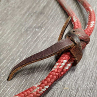 Soft Nylon Rope Halter, leather tassel *gc, stained, mnr dirt, cut, threads, frays, residue
