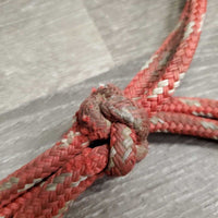 Soft Nylon Rope Halter, leather tassel *gc, stained, mnr dirt, cut, threads, frays, residue
