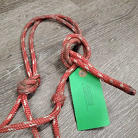 Soft Nylon Rope Halter, leather tassel *gc, stained, mnr dirt, cut, threads, frays, residue
