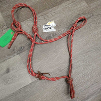 Soft Nylon Rope Halter, leather tassel *gc, stained, mnr dirt, cut, threads, frays, residue
