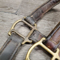 Hvy Soft Leather Halter, snap, nameplate holes *gc, older, mnr dirt, residue, dirt, rubs, oxidization, cuts, scrapes, threads, dents, stains
