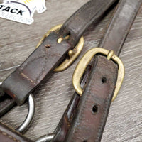 Hvy Soft Leather Halter, snap, nameplate holes *gc, older, mnr dirt, residue, dirt, rubs, oxidization, cuts, scrapes, threads, dents, stains
