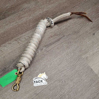 Horsemanship Lead Rope, leather tassel *gc, older, dingy, frays, cuts, marker, stains
