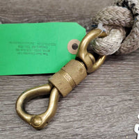 Horsemanship Lead Rope, leather tassel *gc, older, dingy, frays, cuts, marker, stains
