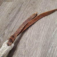 Horsemanship Lead Rope, leather tassel *gc, older, dingy, frays, cuts, marker, stains
