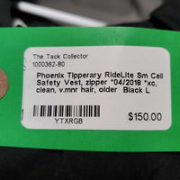 Sm Cell Safety Vest, zipper *04/2018 *xc, clean, v.mnr hair, older
