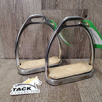 Thick Hvy Stirrup Irons, grips *gc/fair, v.rusty, peeled, rubs, older, scrapes
