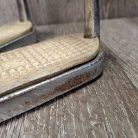 Thick Hvy Stirrup Irons, grips *gc/fair, v.rusty, peeled, rubs, older, scrapes
