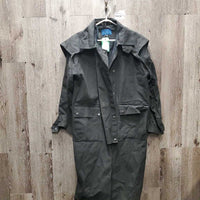 Full Length Oilskin Slicker, snaps *xc, mnr dirty & hair, older?
