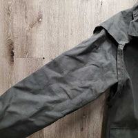 Full Length Oilskin Slicker, snaps *xc, mnr dirty & hair, older?

