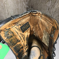 MENS? Paddock Boots, laces *gc, clean, stains, repairs, mnr scuffs & scratches, torn top edge, older